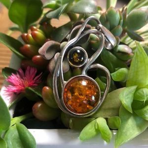 Silver and Amber Pendant